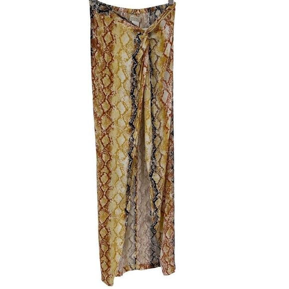 L*Space Mia Swimsuit Cover Up Skirt Pretty In Python Brown Gold MIASK21 Women XS - Picture 4 of 12